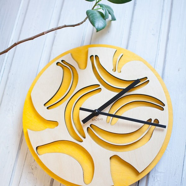 BAOBAB: настенные часы из дерева Бананы
