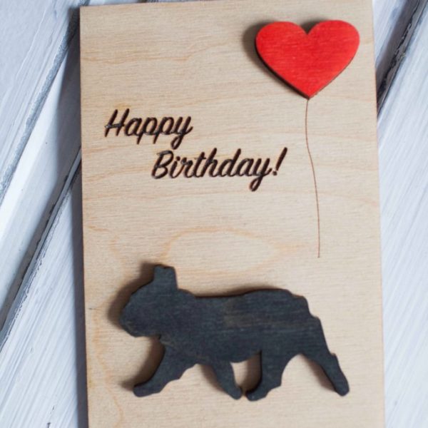 BAOBAB: wooden greeting cards Bulldog